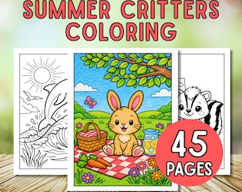 Printable Summer Critters Coloring Pages | 45 Cute Animal Coloring Sheets PDF | Digital Download | Kids, Teens & Adults | Printable Pack
