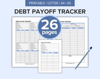 Suivi des remboursements de dettes imprimable | Boule de neige de la dette et planificateur de paiements | Organisation financière | Feuille de calcul de l'endettement