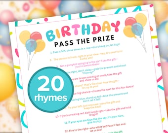 Birthday Pass the Prize Game Printable | Pass the Present Birthday Game | Kids Birthday Party Games | Gift Exchange Game