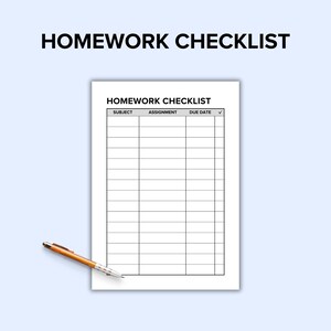 3 Homework Checklists and Worksheets Printable Bundle | Daily Homework ...
