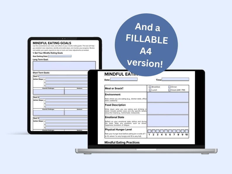 Mindful Eating Log and Journal Printable Bundle | Food Journal ...