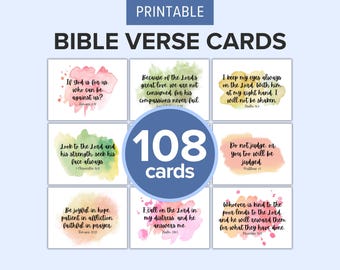 108 Bibel-Vers-Karten druckbar | Inspirierende Schriftkarten | Christliche Affirmationskarten | Karten für Frauendienst und Bibelarbeit