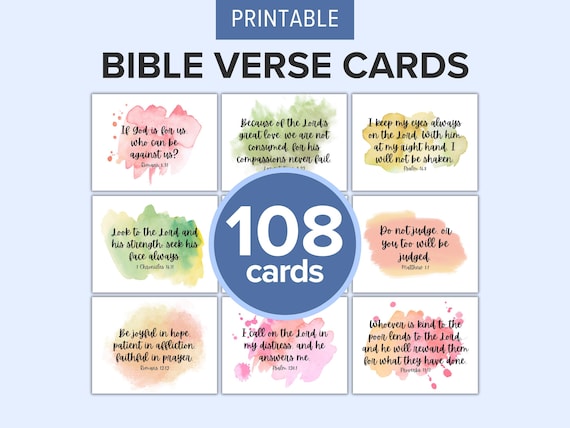 108 Bible Verse Cards Printable | Inspirational Scripture Cards | Christian Affirmation Cards | Women's Ministry and Bible Study Cards