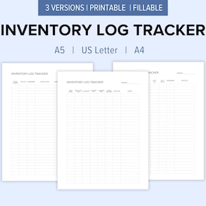 Hoja de seguimiento y gestión de inventario imprimible / Registro de inventario editable / Gestión de pequeñas empresas / A5, Carta de EE. UU., A4