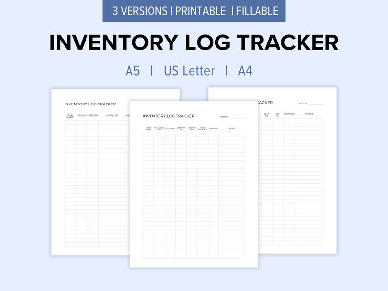Inventory Tracker and Management Sheet Printable | Editable Inventory ...