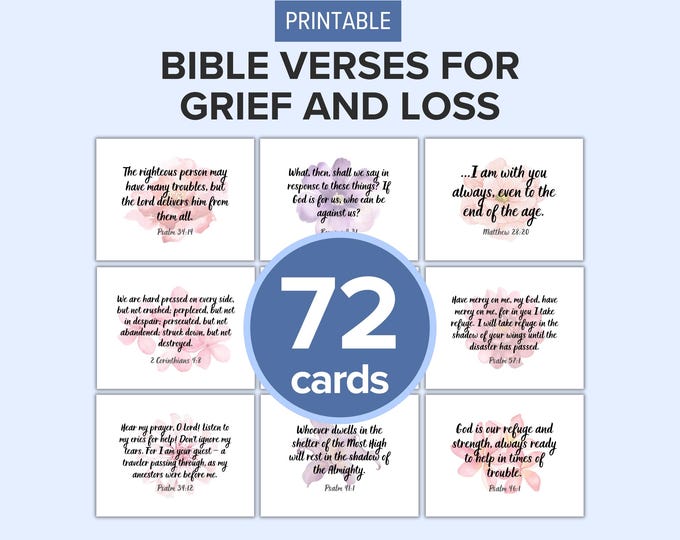 Scripture For Death 72 Bible Verses for Grief and Loss | Bible Verse Cards | Printable ...