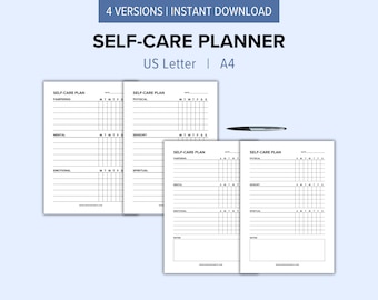Self-Care Planner Printable Templates Bundle | Self Love Journal | Mental Health | Life Coaching | Printable Life Planner