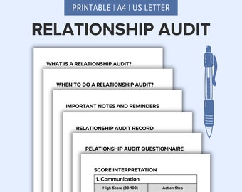 18 Relationship Check In Audit Tracker Questionnaire | Couples Check In Workbook | Relationship Therapy | Marriage Coaching and Counseling