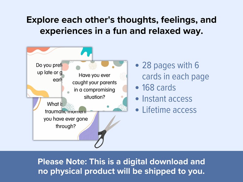 168 Conversation Starters for Couples Cards Printable Date Night Game