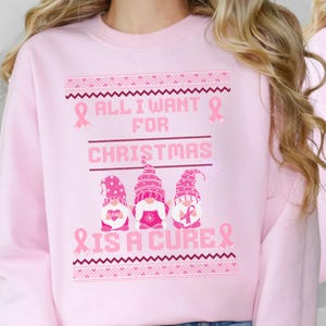 Cancer survivor, Ugly Christmas sweater sweatshirt, gift for breast cancer fighter, pink ribbon sweatshirt, Xmas tree shirt, Awareness gift