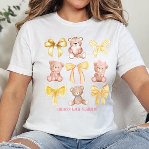 Coquette Childhood Cancer Awareness Tshirt, children&#39;s Cancer Shirt, Gold Ribbon Month Tee, Cancer Support Gift, Survivor gift, cure cancer