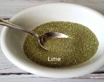 Lime Green German Glass Glitter- half ounce Fine Lime Green Glass Glitter for Collage, Artisan, Paper Crafting, Shabby Pretty