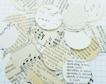 Vintage Book Page Circle Punchies- Pkg of 100