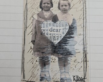 Dear Heart Altered Art Card: Original Collage, Mini Artwork