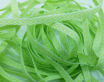 1/4 inch Green & White Chevron Polyester Twill 5 Yards Scrapbooking Packaging Twill Sewing Supplies