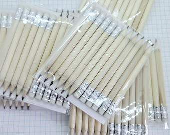 Mini Natural Finish Pencils with Erasers- Pkg of 12