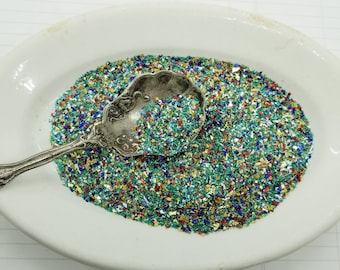 Mermaids Tail German Glass Glitter: Chunky Mixed Color, 1/2 oz