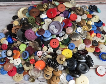 Box of Buttons- 500 grams vintage plastic buttons