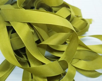 5 yards Acid Green Chartreuse Seam Binding. Packaging, Scrapbooking, Shabby Pretty Embellishment