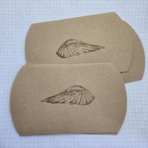 Brown Wing Stamped Large kraft pillow boxes, package of 4, packaging, brown cardstock, folding box, holiday packaging