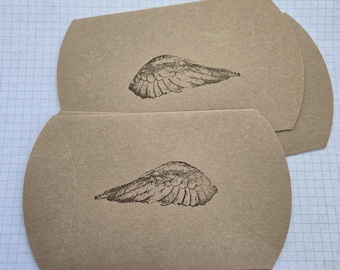 Brown Wing Stamped Large kraft pillow boxes, package of 4, packaging, brown cardstock, folding box, holiday packaging