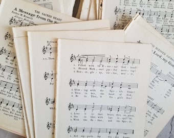 20+ Vintage Catholic Hymnal Book Pages- vintage assemblage papers