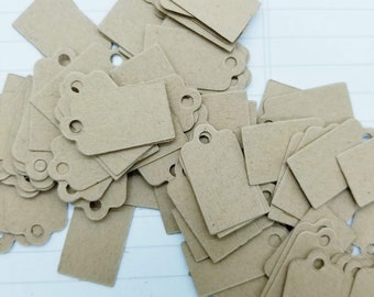 Mini brown Tiny Tags- Package of 50, Paper Ephemera, Scrapbooking Supply