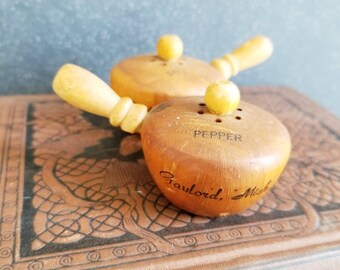 Vintage Gaylord Michigan Wooden Salt & Pepper Shakers: Cottagecore Decor