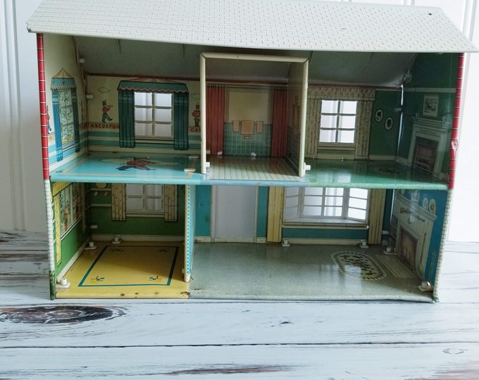 Vintage Lithographic Tin Dollhouse 1960s Etsy