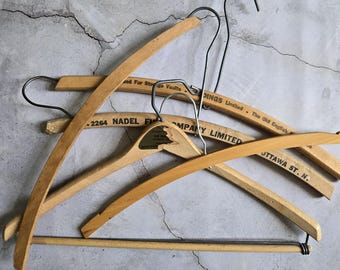Vintage Wooden Hangers Set of 5, Instant Collection, Set #1