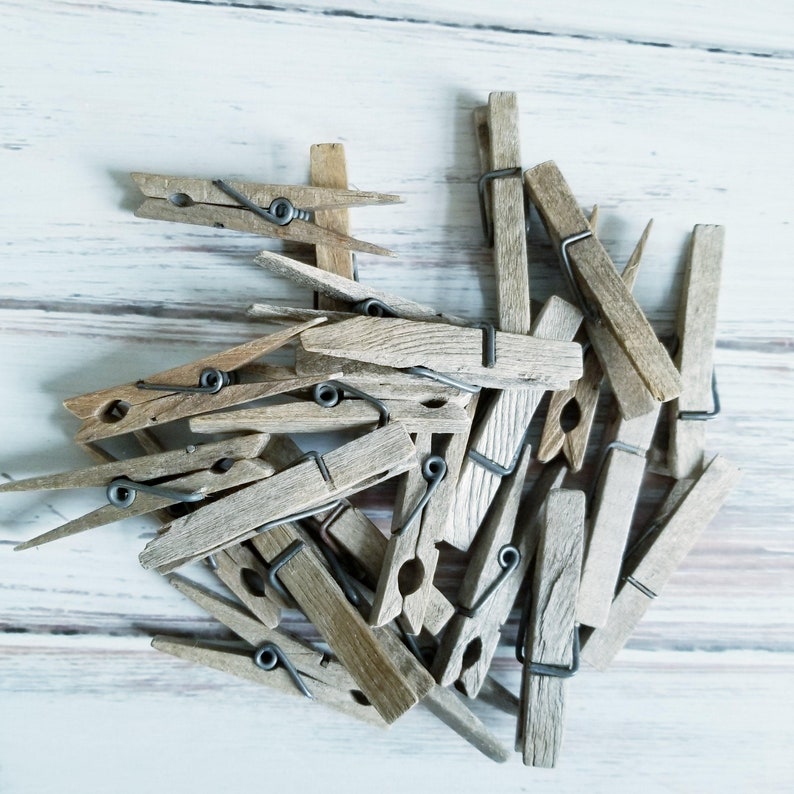 30 Vintage Weathered Wooden Spring Clothespins | Etsy