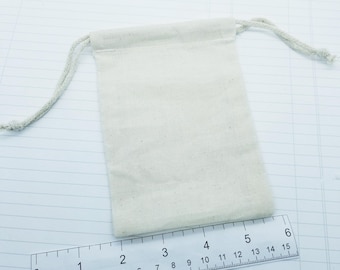 4 x 6 cotton muslin drawstring bag pouch- Package of 4