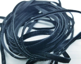 Raven Black 4 mm 1/8 inch Polyester Velvet Ribbon- 2 Yards