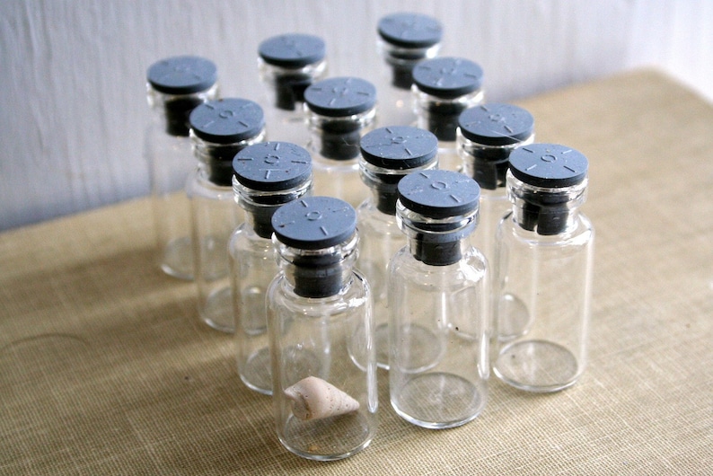 12 Smaller Glass Bottles For Assemblage, Studio Organization, Collections & Storage image 1