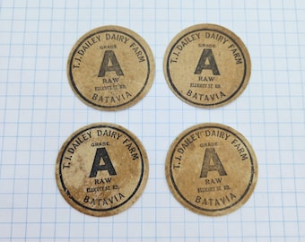 Vintage Dailey Dairy Farm Batavia Creamery Milk Bottle Caps (Pkg of 4)