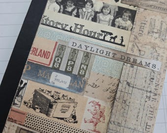 Collaged Pocket Composition Notebook- Story Hour - Vintage Images, Diary,