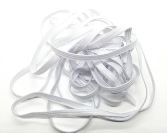 1/4 inch WHITE elastic for masks, white elastic, 6mm mask elastic banding, 5 yards elastic