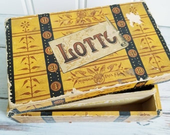 Vintage LOTTO Game Box: Empty Cardboard Decor