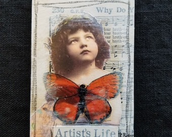 Artists Life- Girl- Altered Art Card- Trading Card- Original Collage- Mini Collage Artwork- Collector Card- Mini Artwork