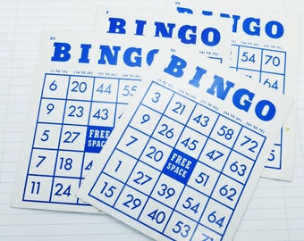 Vintage Blue Bingo Cards- Package of 4