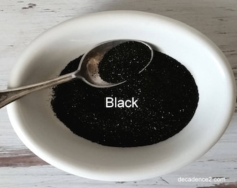 Black German Glass Glitter- half ounce Fine Black Glass Glitter for Collage, Artisan, Paper Crafting, Shabby Pretty