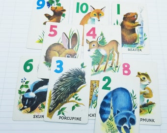 Vintage Kids Animal Cards, Set of 10 Cards