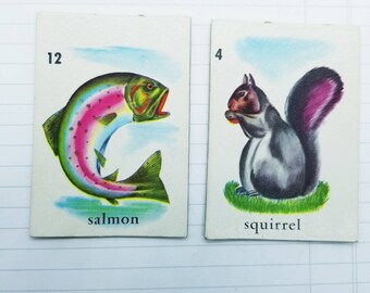 Vintage Cardboard Animal Flash Cards- Pkg of 2- Pick your package- Childs Game Pieces