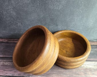 Set of 2 Wooden Bowls- Cache pots, salad bowls