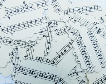 Oval Scalloped Vintage Music Book Page Punchies- Pkg of 50