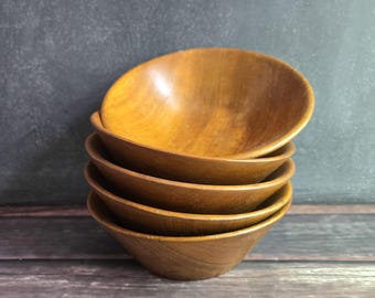 Small Wooden Bowl Set of 5 salad bowls