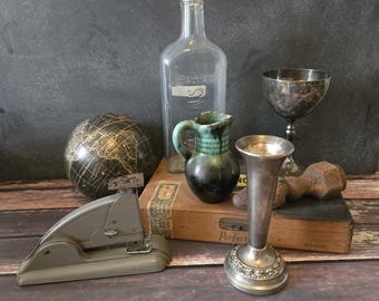 His Desk Decor, Dark Academia Thrifted Antique Collection #2 Instant Collection