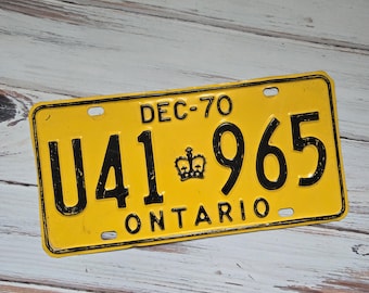 Canadian Ontario Licence Plate- 1970- Yellow License Plate
