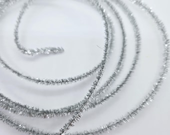 NEW! Silver Metallic Sparkly Wired Tinsel Ribbon- 2 Yards