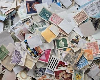 100 Used Mostly Canadian and UK Postage Stamps- Ephemera, Vintage Collages, Assemblages